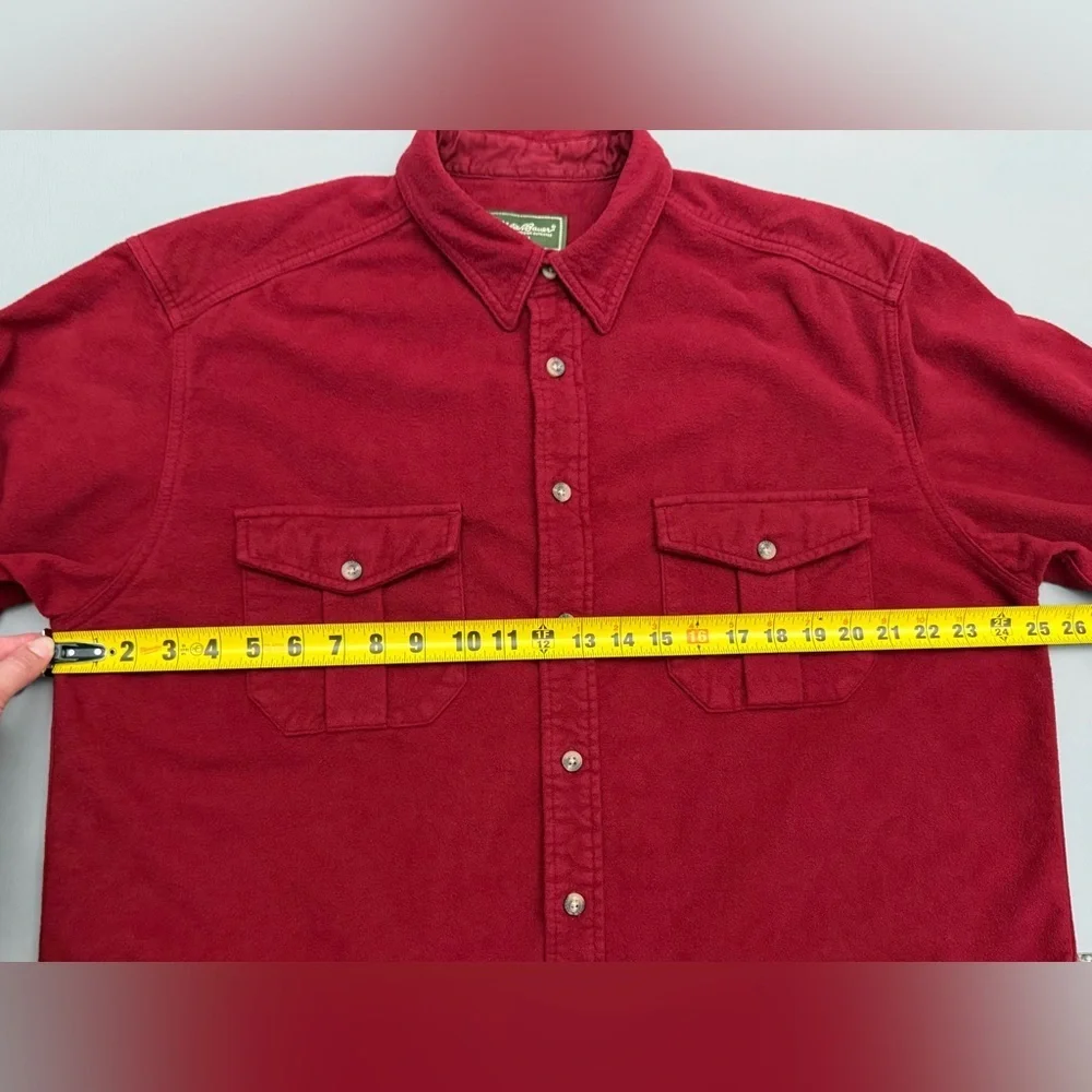 Eddie Bauer Red Flannel Shirt Men Large Button Up Long Sleeve Cotton Outdoor